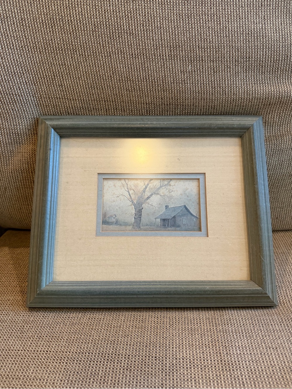 Vintage Framed Cabin Landscape Art Print